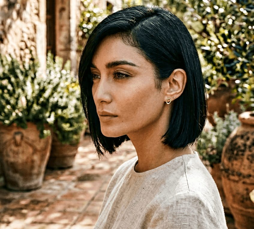 asymmetrical short haircut elegant updo with natural curls