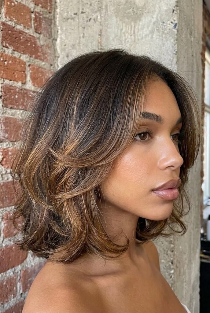 bambi brunette warm soft brown hair caramel highlights 2026