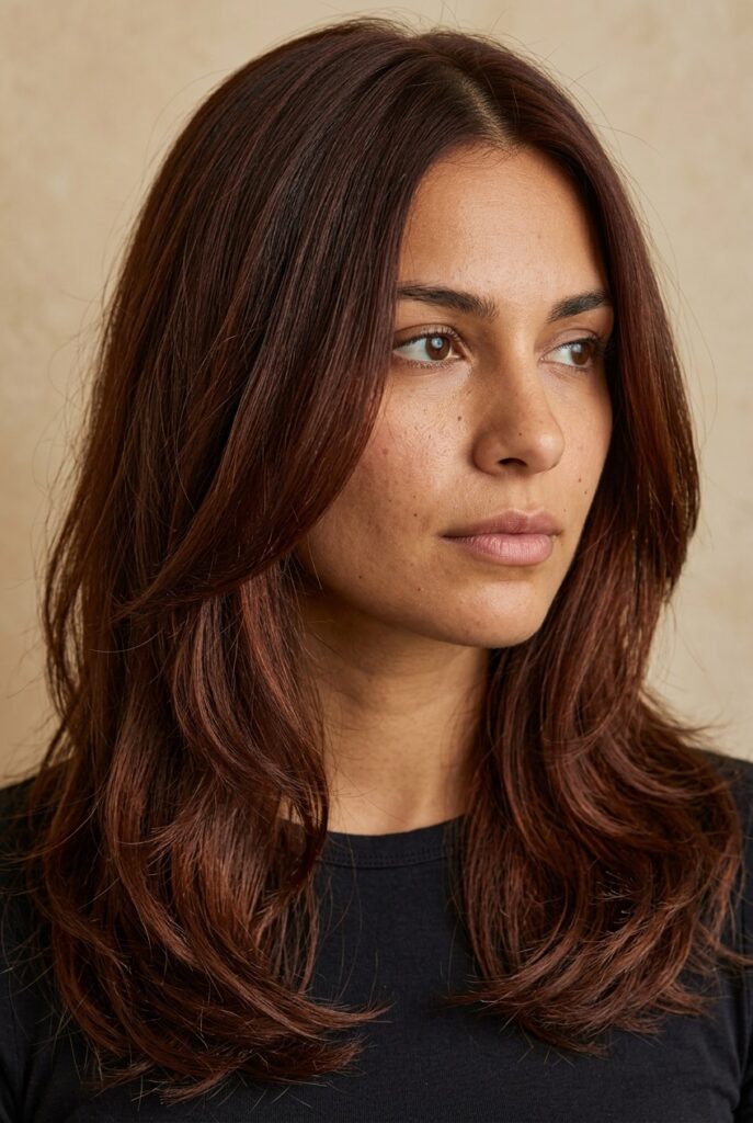 Beachy textured medium-length fine hair with light layers and effortless waves