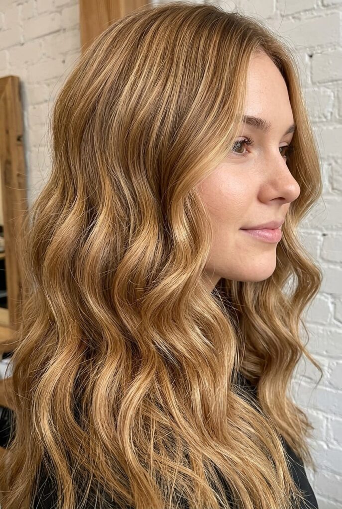 blended honey balayage warm golden caramel hair color 2026