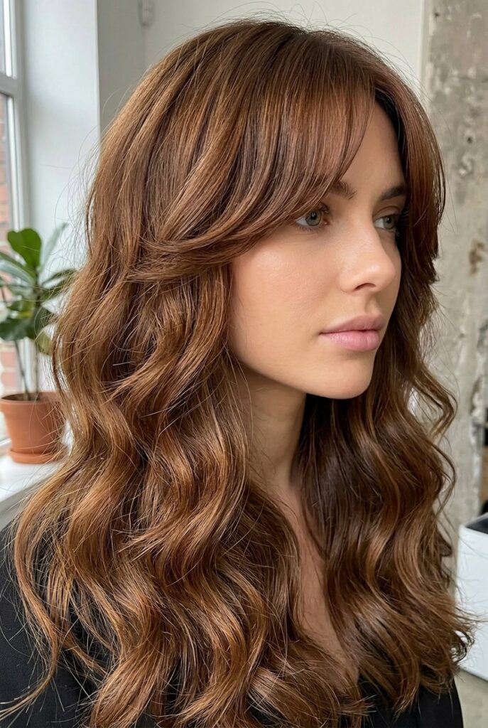smoky brunette balayage dark hair soft highlights winter 2026