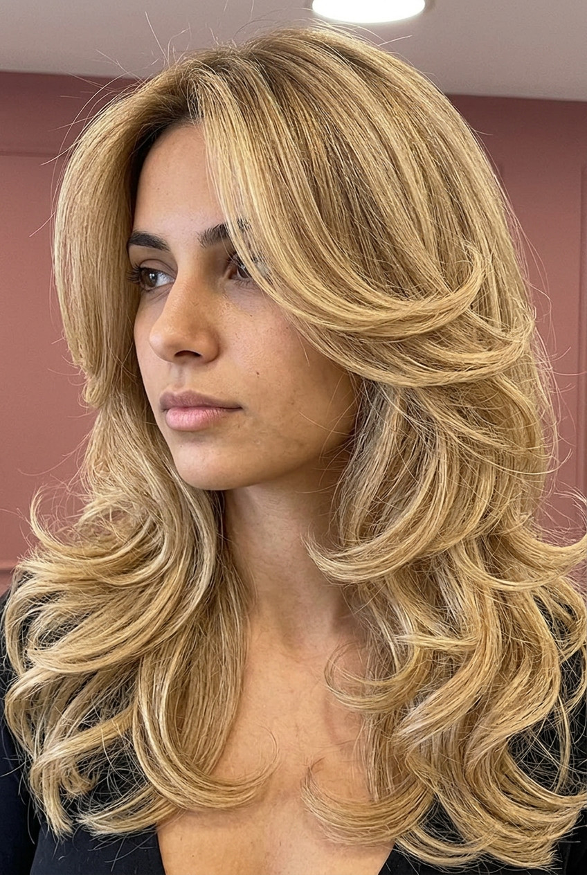 Long butterfly layers with shorter face-framing pieces and full back length