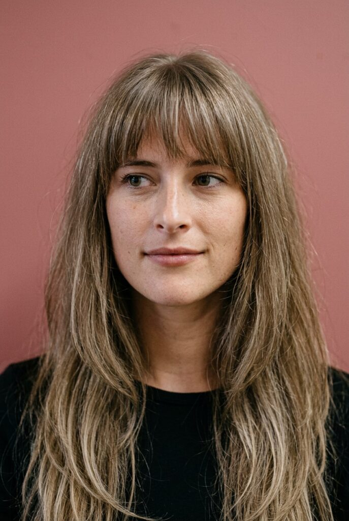 Long hippie layers with soft boho waves, natural texture, and effortless movement