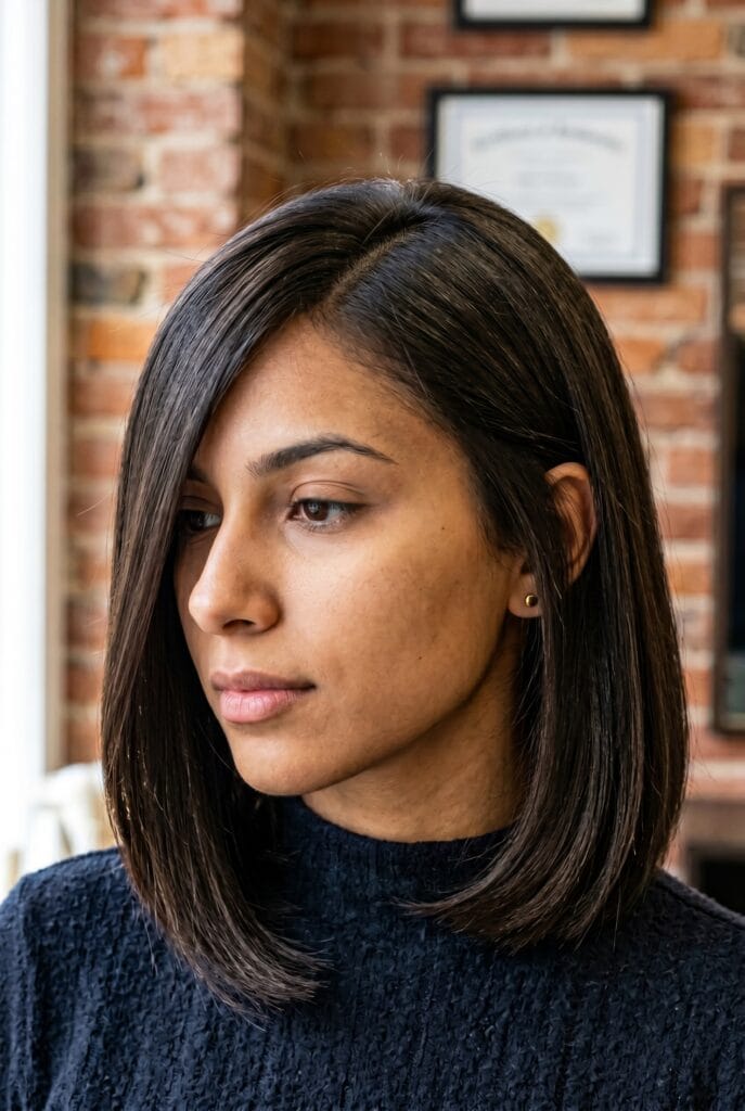 long bob lob haircut above shoulders flattering for women