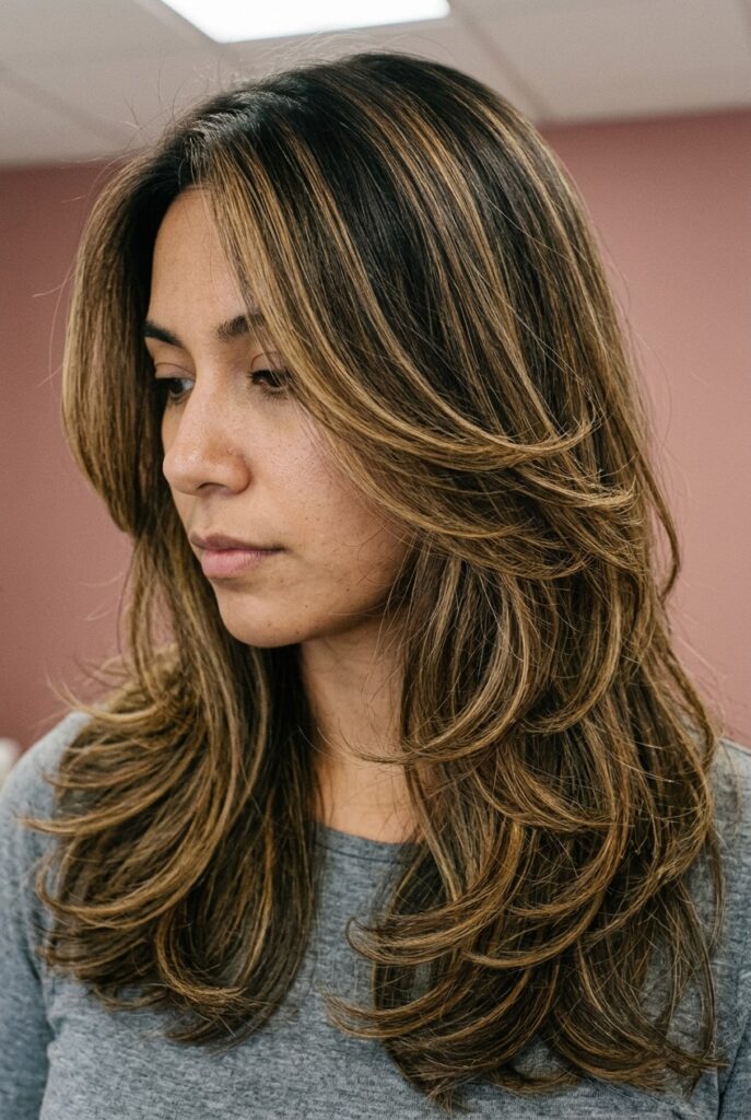 Long graduated layers with soft flow through the sides and back