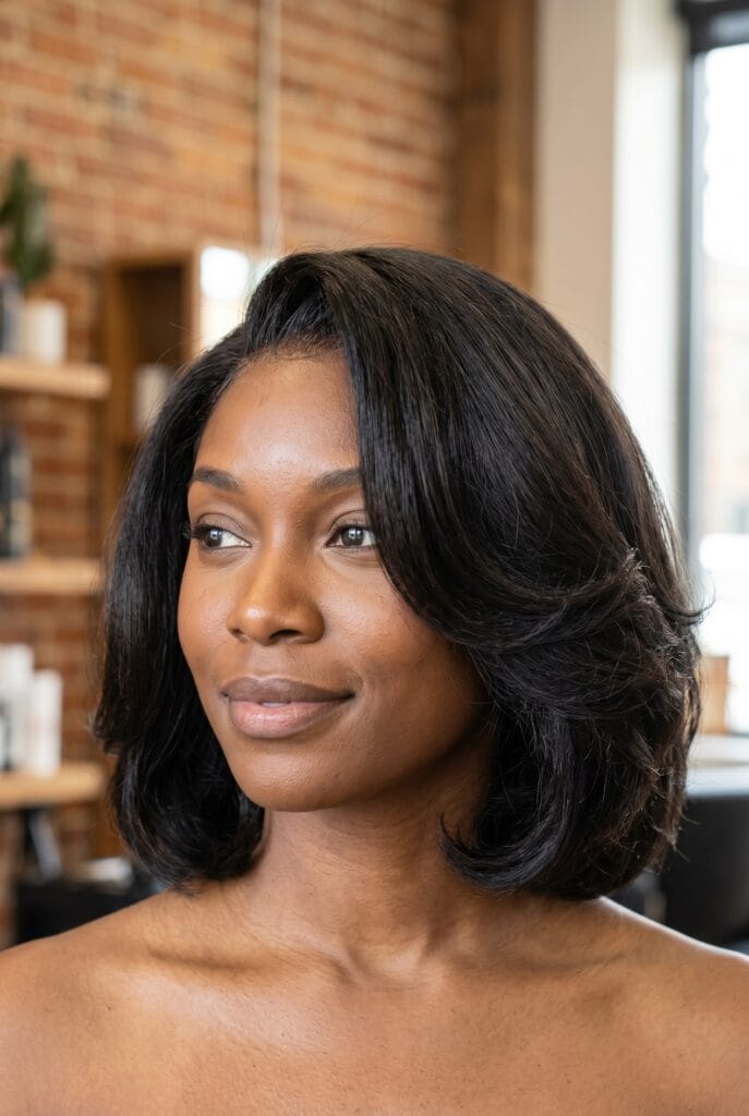 natural bob haircut with curls coils locs voluminous style