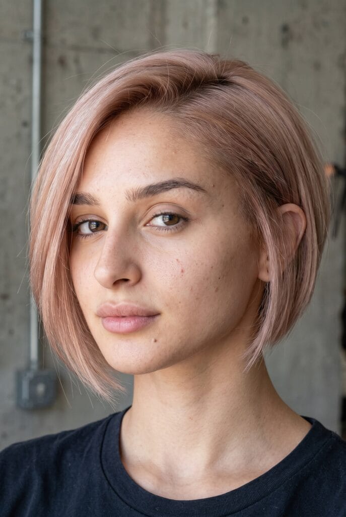 rounded bob haircut jaw length with center part women 2026