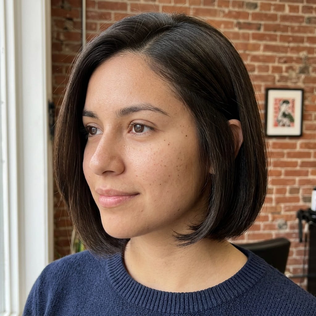 side part bob haircut with soft waves face framing style