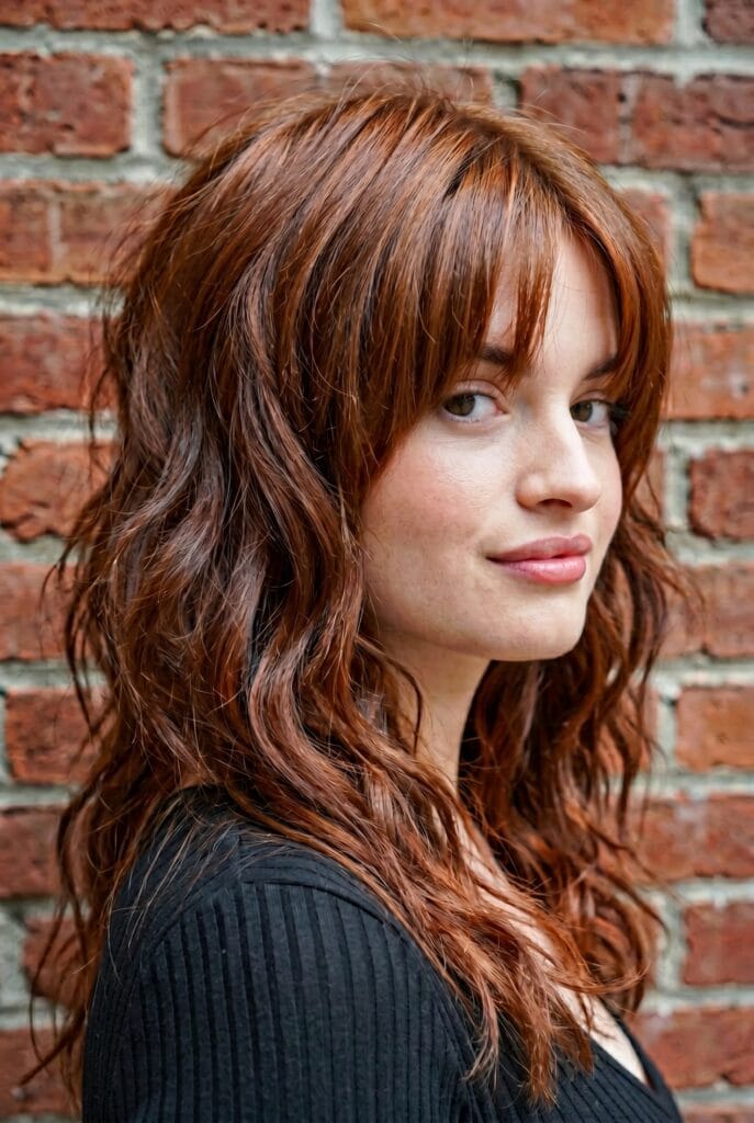 textured midi shag haircut brunette medium length 2026 trendy cut