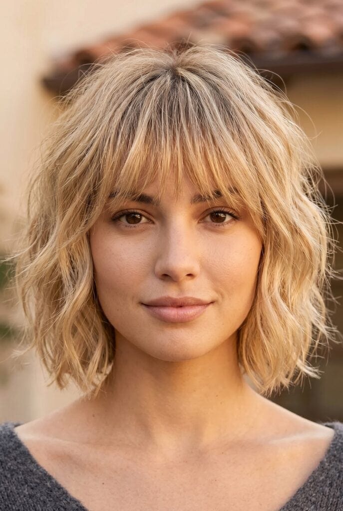 short layered bob haircut with texture and natural movement
